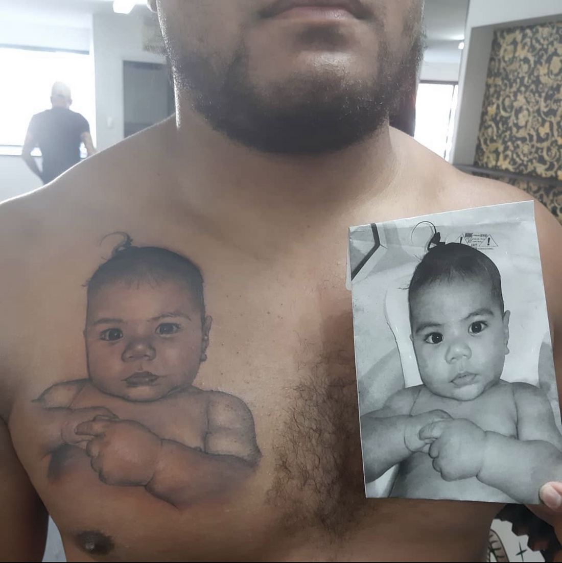Tattoo: Black & grey — Baby portrait