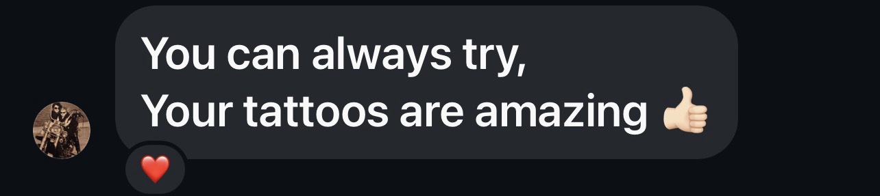 Screenshot of the original client message for this review