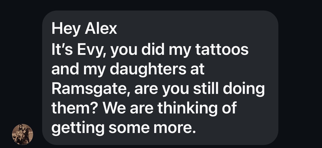 Screenshot of Evy's original client message
