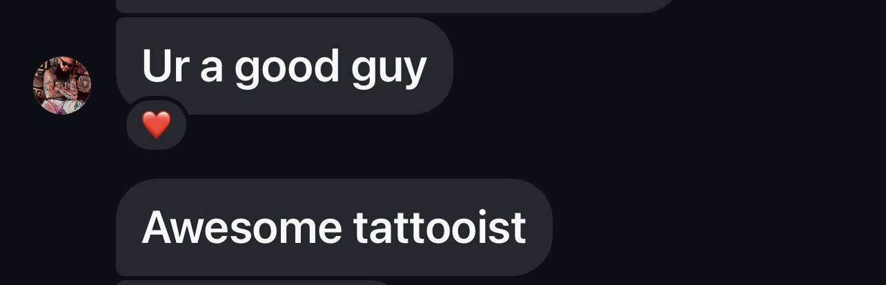 Screenshot of the original client messages for this review